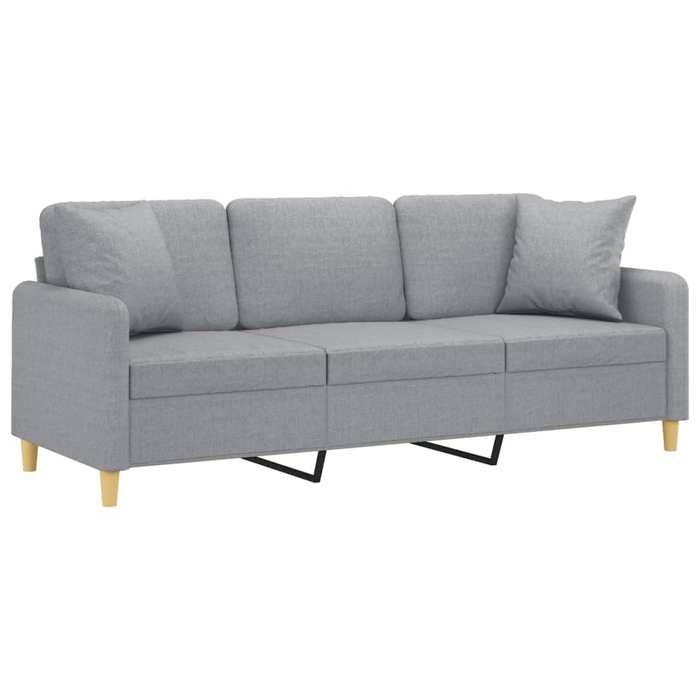 SHELL© SOFA-Canapé salon - 3 places - (par siège) : 110 kg - oreillers - gris clair 180 cm tissu C4297