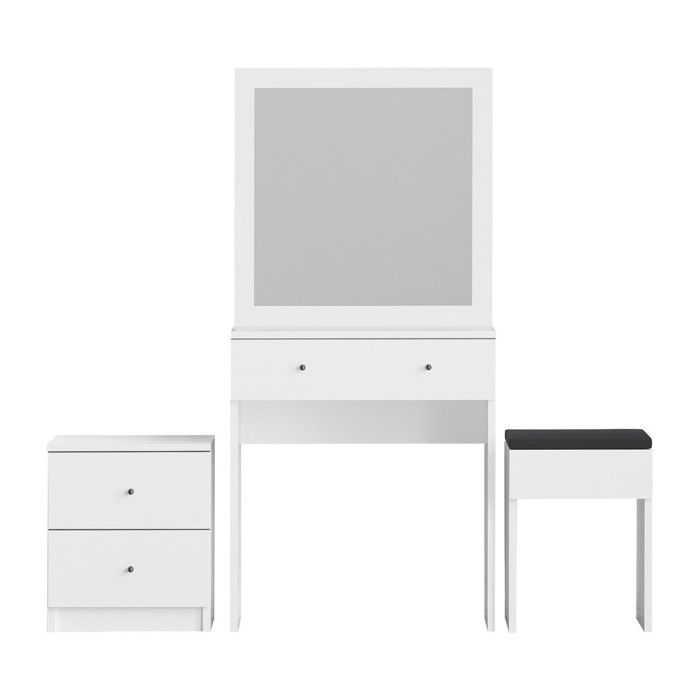 Ensemble de coiffeuse en bois Nice - 65 x 35 x 139 cm - Blanc Ensemble de coiffeuse en bois Nice - 65 x 35 x 139 cm - Blanc