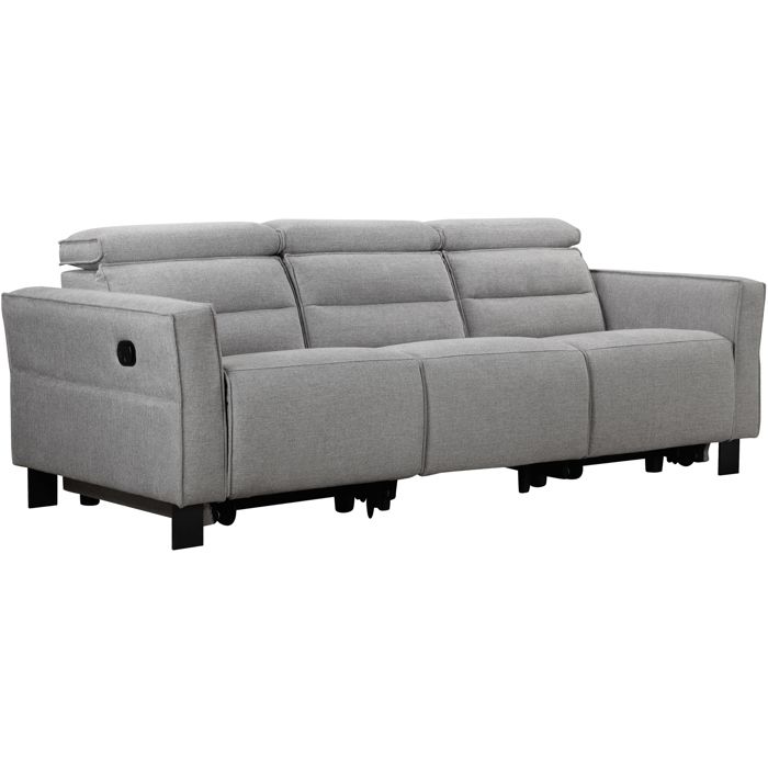Carpari-canapé 3 Places Avec 2 Fauteuils Inclinables Manuels En Tissu Gris Clair Carpari-canapé 3 Places Avec 2 Fauteuils Inclinables Manuels En Tissu Gris Clair
