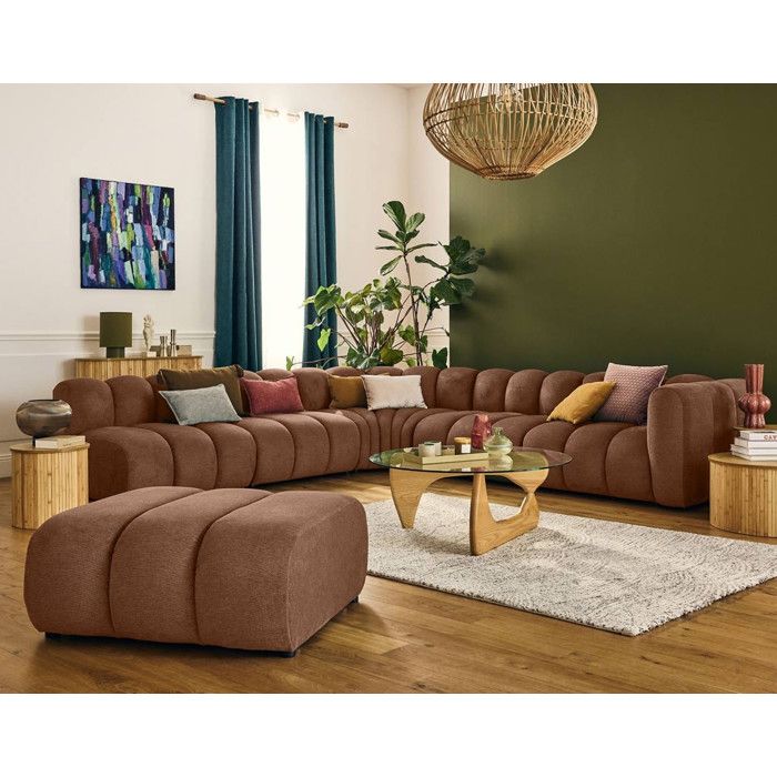 Debbie - canapé modulable dangle gauche 5 places en tissu texturé - Terracotta Debbie - canapé modulable dangle gauche 5 places en tissu texturé - Terracotta