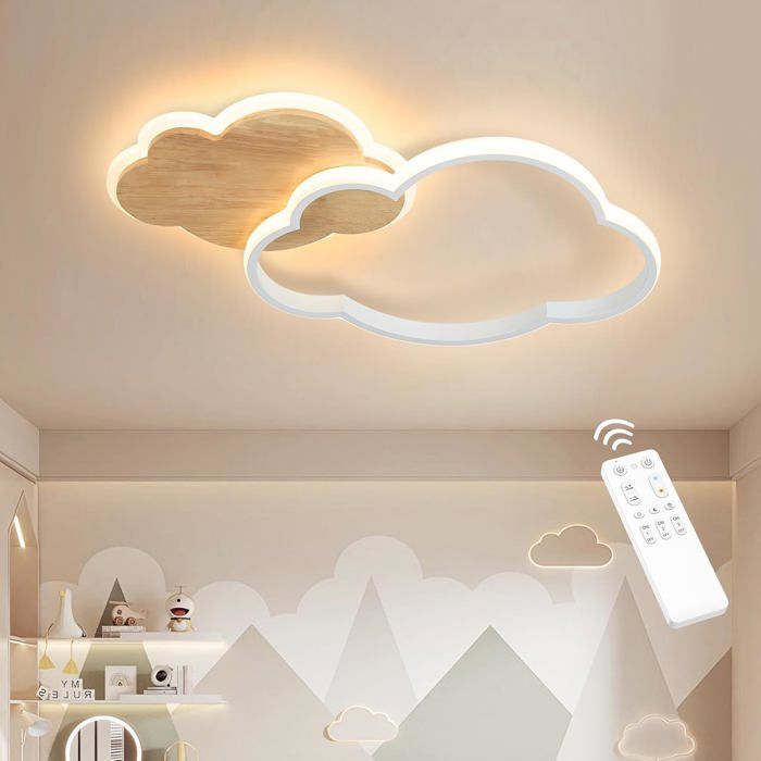 Plafonnier enfant nuage LED-KAL-Plafonnier LED Nuage 22W 3000K-6000K Ø40cm Dimmable Télécommande Chambre Enfant Salon