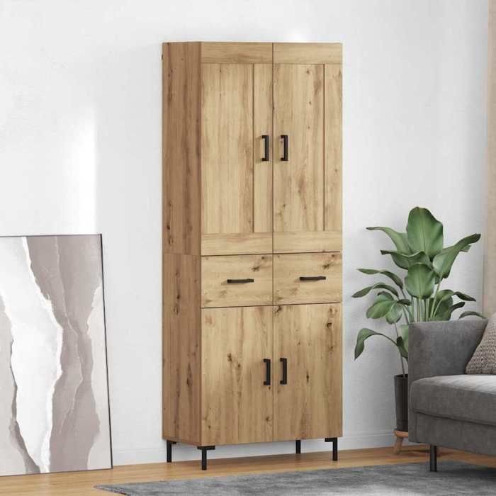 Buffet - Bahut/Commode couloir Marron Magnifique Haut Armoire 2 pcs - Chêne artisanal - bois dingénierie CL2205384