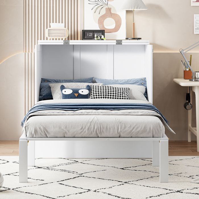 ULEVR Lit escamotable vertical 90x200 cm pour 1 personne 205x96x101 cm - sommier à lattes gain de place blanc