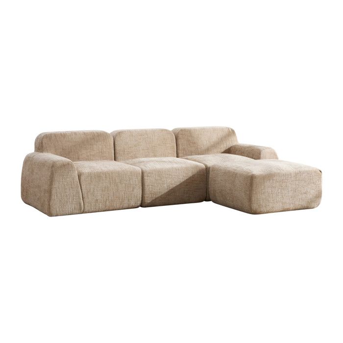 Canapé Modulaire 3 places en Chenille sans Montage - Canapé à compression avec Base Antidérapante - rempli de Mousse HR - Kaki