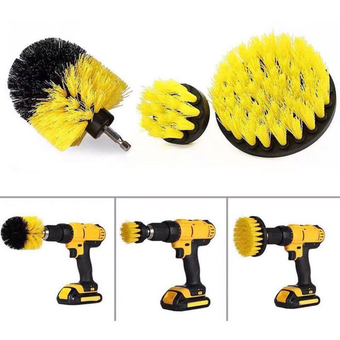 Brosse Perceuse 3 pièces Brosses de Forage Outil de Brosse Perceuse Nettoyage Kit Drill Brush pour Surfaces de Salle de Bain S