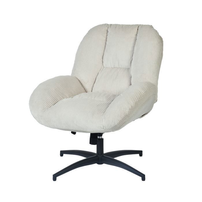 MEUBLES COSY Fauteuil de bureau pivotant scandinave avec accoudoirs en velours côtelé réglable beige - LITHOPS