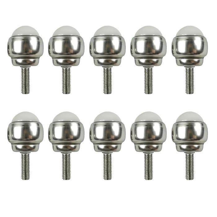 10Pcs Roulettes À Billes Pivotantes Rouleau En Acier Au Carbone Avec Tige Filetée M5 Mini Industriel Roue Universelle À Roulement