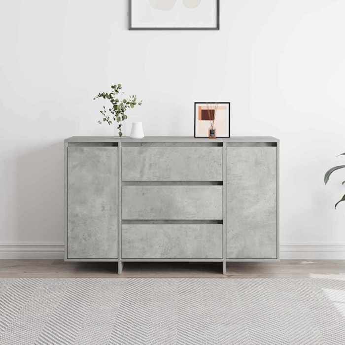 Meuble Rangement - HAOSHOP - Buffet Gris béton 120 x 41 x 75 cm Bois dingénierie&01_29707