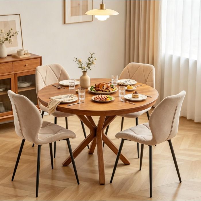 Lot de 4 Chaises Modernes Beiges - Design Contemporain avec Dossier Ergonomique