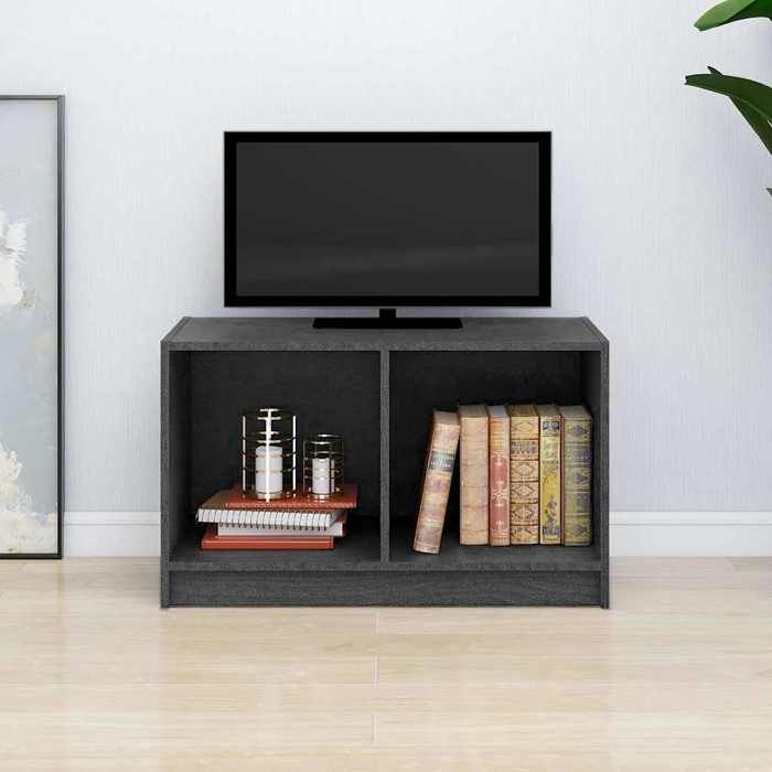 Cabinet HIFI robuste et stable - lot de 1 - MEUBLE TV SALON - Gris 70x33x42 cm Bois de pin massif(1 parcel) T9936