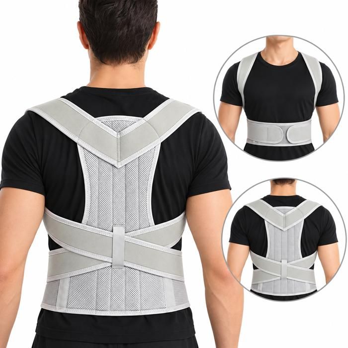 Correcteur de posture AProsp réglable dos épaules ceinture lombaire maintien assis debout Taille XXL blanc homme femme adolescent