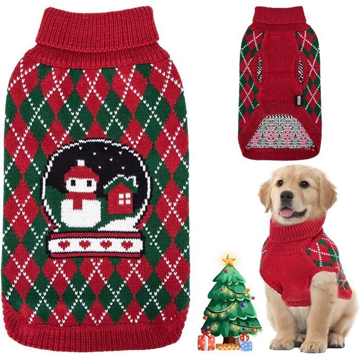 Pull de Noël pour Chien Déguisements de Noël Chien et Chat Joli Pull Imprimé Bonhomme de Neige (25cm): 1 5 3 5 kg PULL