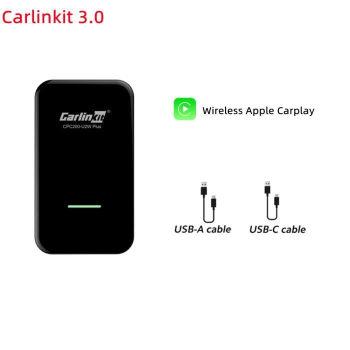Adaptateur sans fil Carlinkit U2W Plus pour Apple CarPlay et Android Auto -  Noir 