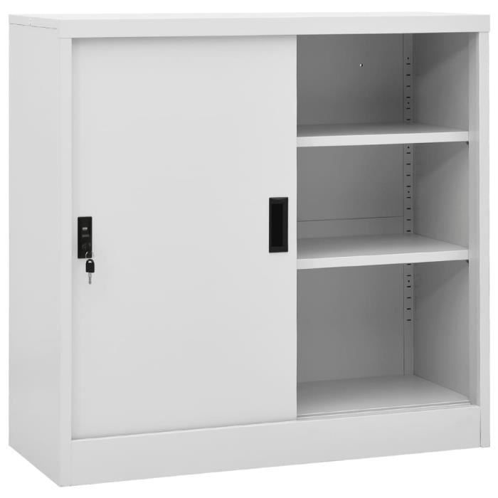 SAL Armoire de bureau porte coulissante Gris clair 90x40x90cm Acier