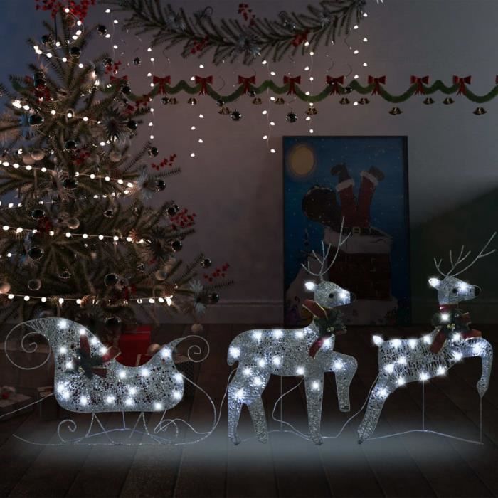 Décoration Noël - Figurines Père Noël avec renne en polyrésine colorée  H=15cm