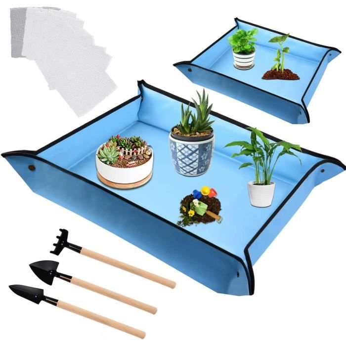 Tapis De Rempotage Plantes 100x100cm - Imperméable Et Pliable - Avec Boutons-Pression - Nettoyage Facile