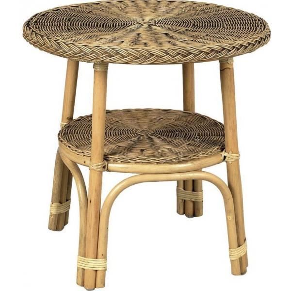 table d'appoint ronde en rotin - aubry gaspard - 57 x 57 cm - beige - style campagne chic