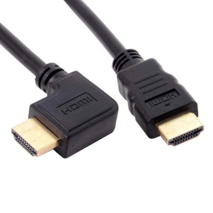 Câble HDMI 1.4 Mâle Vers HDMI Mâle Coudé Vers Le Haut Ou Vers Le Bas Ou