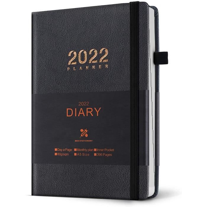 BEE STATIONERY Agenda 2022 Journalier, A5 Planner Avec Plan Mensuel