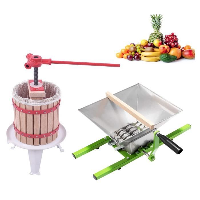 Presse à Fruits En Acier Inoxydable 12 Litres – Pour Jus De Baies, Fruits – Manuel, Avec Broche Métallique Et Bac De Récupération