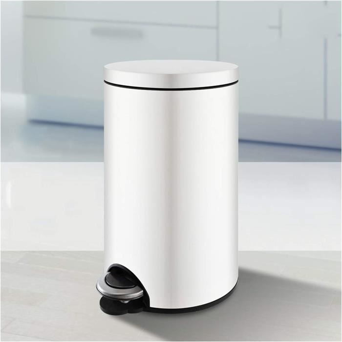 Poubelle Oscillante Blanche - 5 Tailles Au Choix, Plastique, Pour Cuisine Ou Salle De Bain