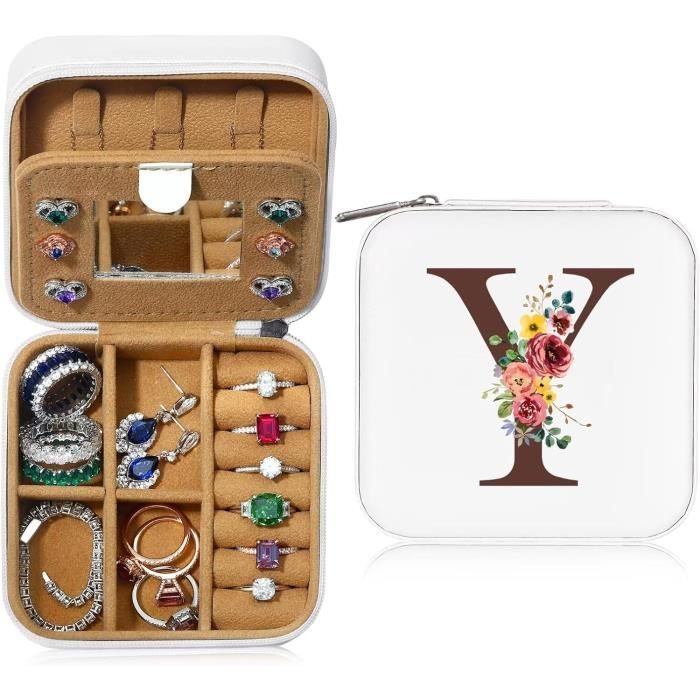 Boîte à Bijoux Cadeau Marraine - 2 Niveaux En Simili-cuir Avec Miroir - Rangement Pour Boucles D'oreilles, Colliers, Voyage