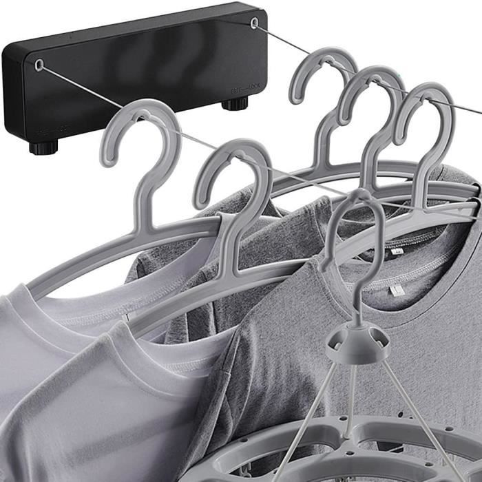 Corde à Linge Rétractable Murale 4,8 M - Acier Inoxydable, Support 20 Kg, Installation Facile - 3