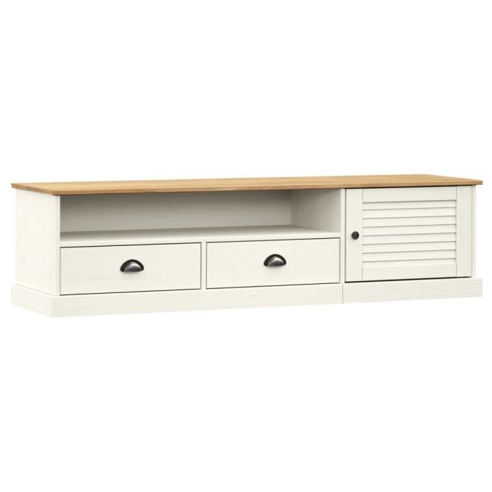Maison Meuble TV VIGO blanc 156x40x40 cm bois massif de pin