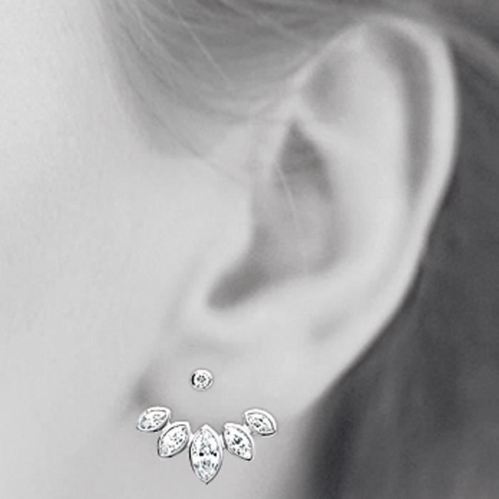 BOUCLES D OREILLES CONTOURS DE LOBES Zirconium Argent 925 Achat 