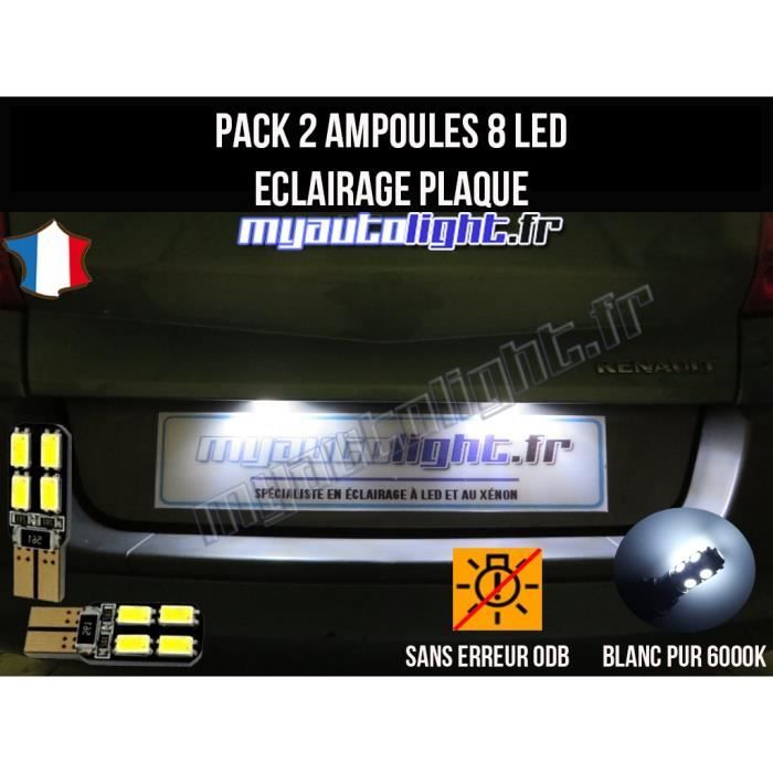 2 ampoules à LED éclairage blanc pour les feux de plaque pour Renault Megane 3 4