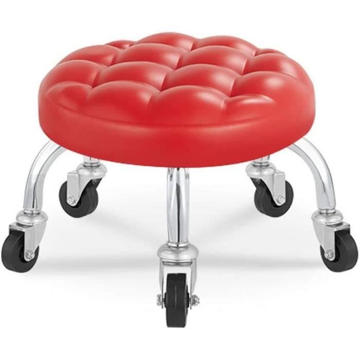 Tabouret à roulettes Rond WEYE - Enfant Jouer Petit Banc - Simili Cuir ...