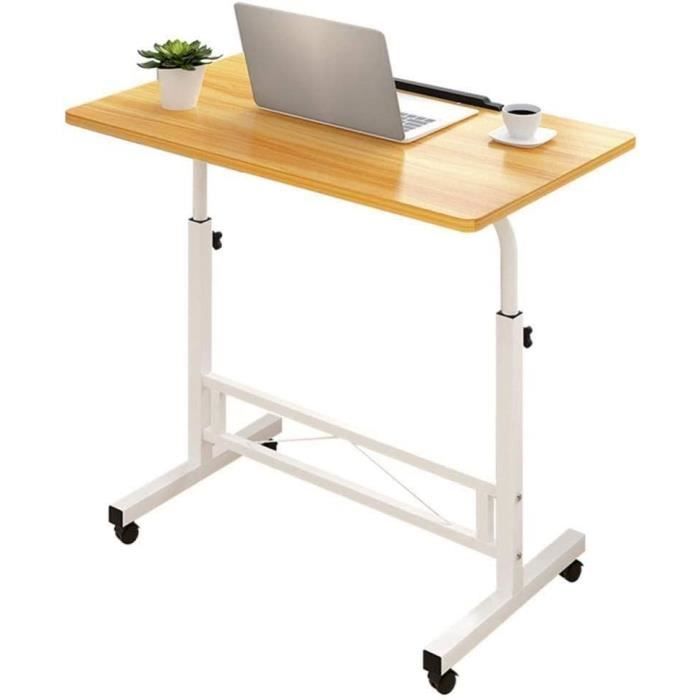 Table D'ordinateur Pour Ordinateur Portable Réglable En Hauteur Avec Roulettes, 80 40 Cm - Beige