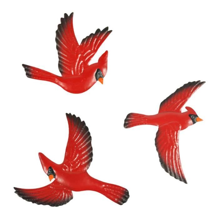 Decor D' oiseau en Métal Rouge: Mural Décor Métal Oiseaux Sculptures ...