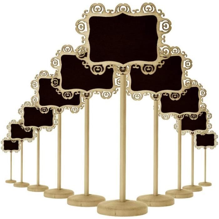 20 Mini Tableaux Noirs En Bois - Pour Marque-Places, Mariages, Buffets - Craie Effaçable - 10x7,5 Cm