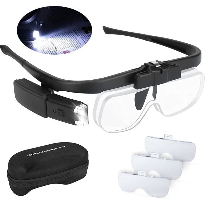 Lunette Loupe Eclairante LED 2 Lumieres Loupe Serre Tete pour Lecture Precision Travail Horloger Malvoyant Main Llibre USB 76 Achat Vente lunettes de lecture Neuf Cdiscount