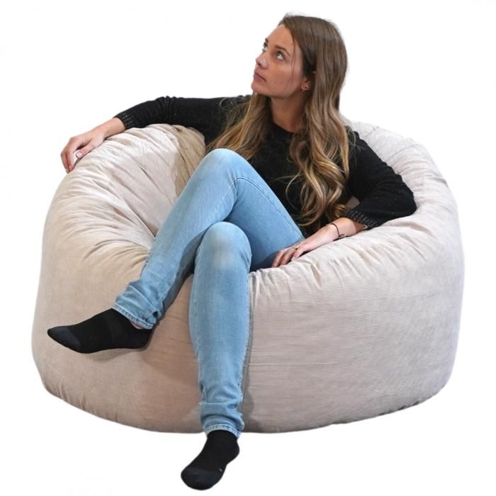 Pouf Velours Côtelé - 100 cm - Bananair - Beige Pouf Velours Côtelé - 100 cm - Bananair - Beige