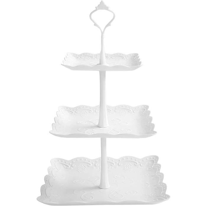 Présentoir à Gâteaux 3 Niveaux, BlaPrésentoir à Gâteau Carré Plastique