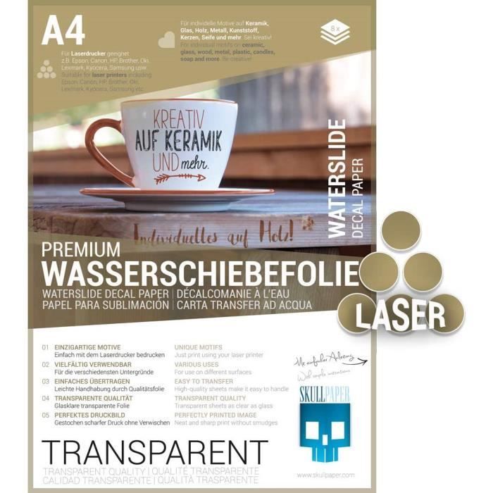 Papier Transfert Skullpaper® Papier Transparent Transfert Céramique Verre Bois Bougies Etc