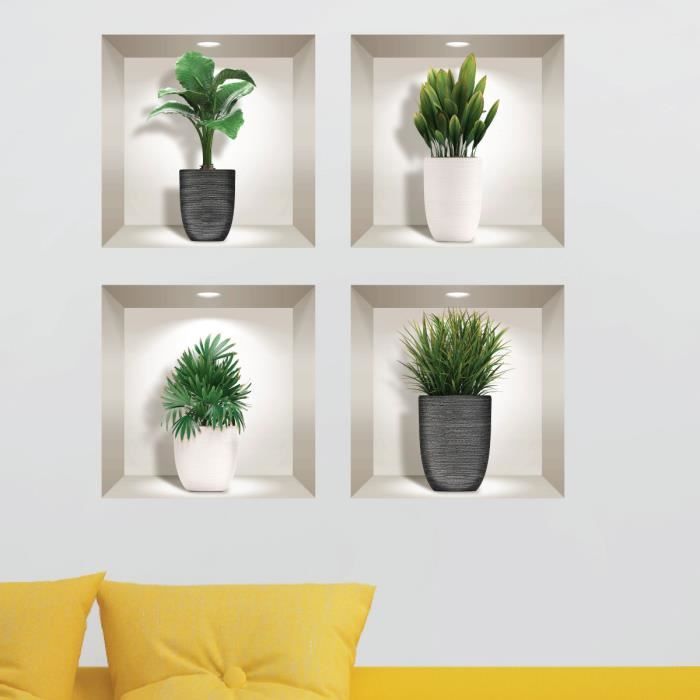 Sticker 3D plantes dans son jolis vases 60 x 90 cm