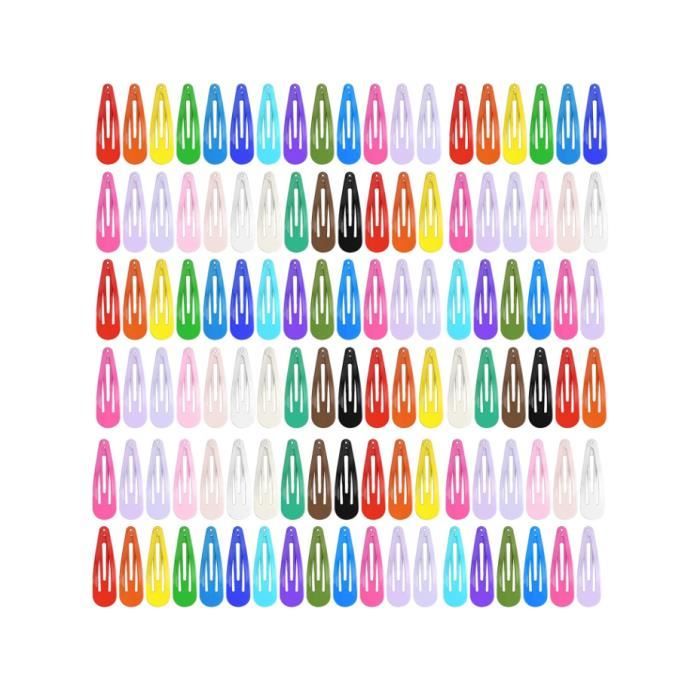 100 Pcs Barettes Cheveux Fille Colorées Barettes Cheveux Femme en Métal Antidérapantes Imperméables Pince Cheveux Fille pour Bebe