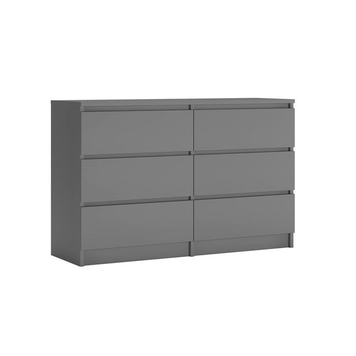 Commode DEMI 120 cm avec six tiroirs de style scandinave Couleur : anthracite Dimensions : L : 120 cm x P : 39 cm x H : 78 cm