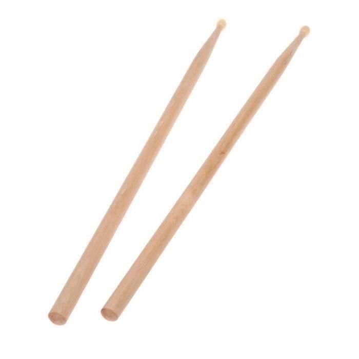 1 paire de baguettes de bois professionnelles 5A pour tambour léger adapté à tous les tambours adaptés à la performance du batteur 