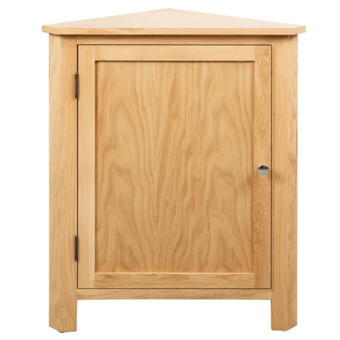 armoire d'angle chic - bois de chêne massif - 59x36x80 cm - marron - mat