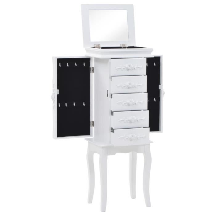Armoire à bijoux - vidaXL - Blanc - MDF - Bois de pin - Sur pieds