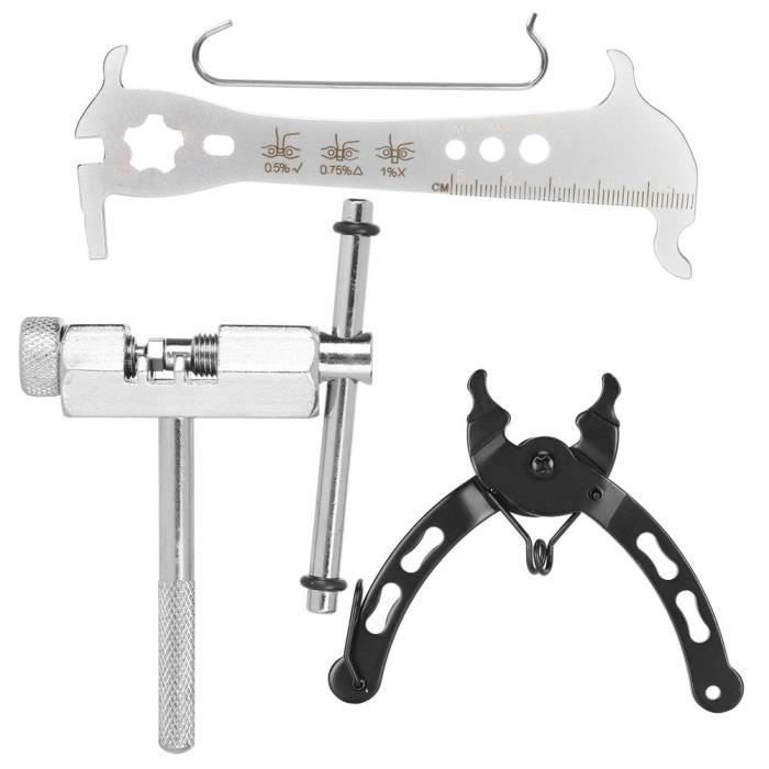 Kit 7 Pièces D'outils De Réparation De Chaîne De Vélo – Dérive-chaîne, Pince à Attache Rapide, Jauge D'usure, Nettoyant