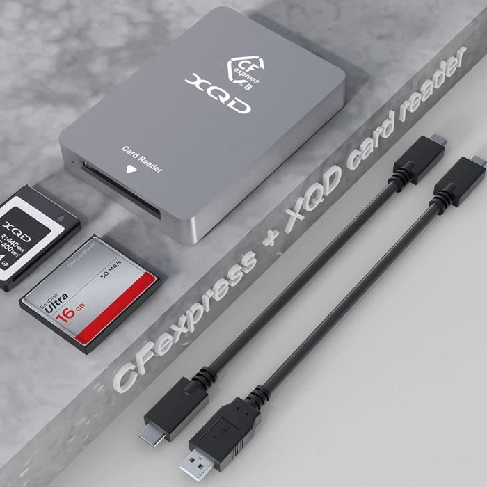 Lecteur De Cartes 3-en-1 USB-C 10 Gbps - Compatible CFexpress Type B, XQD Et SD - Pour Windows, Mac, Android - 13