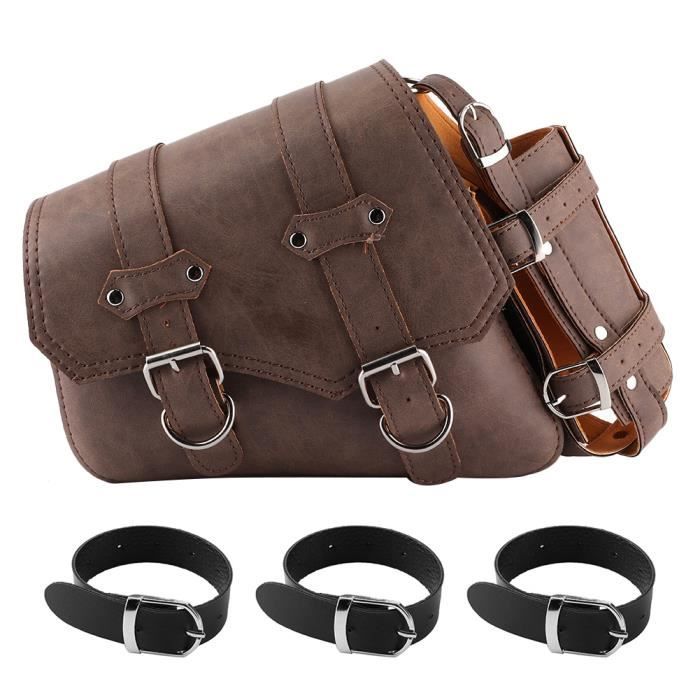 sacoche universelle de moto en cuir PU sac de rangement pour outils bagages rétro avec sangle Sacoche de moto