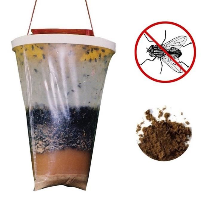 Piège à Mouches Extérieur Suspendu - Sac Jetable Appâté - Pour Jardin, Ferme, écurie