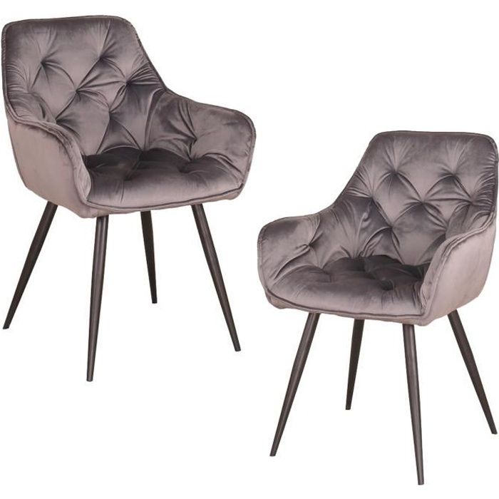 Lot de 2 chaises de salle à manger chaise de cuisine en velours, pieds