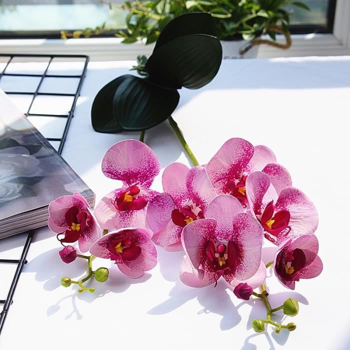 G 57cm - Orchidée artificielle de luxe en Latex avec feuilles, fausse fleur  blanche orchidée papillon, pour d - Cdiscount Maison